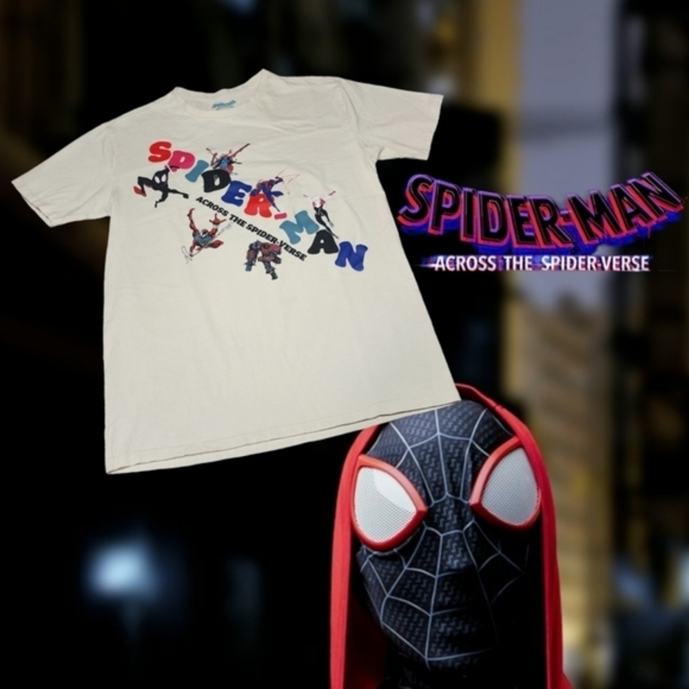 Box Lunch Exclusive Unisex‎ Spider-Man Across the Spider-Verse T-Shirt Cream S